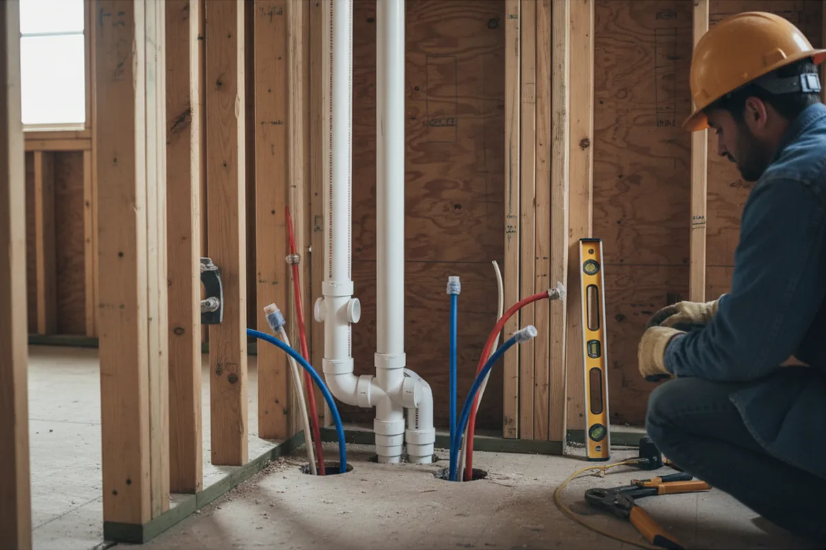 Drain and supply rough-in during Leak Detection in Stratford